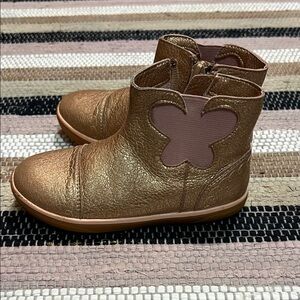 Livie & Luca Gold Kids Boots with Butterfly Accent